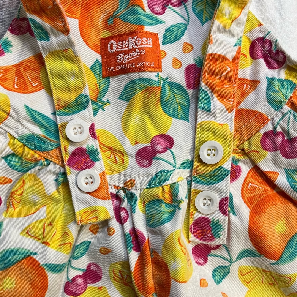 Vintage Oshkosh B’Gosh Girls’ Size 3T Matching Fruit Overalls and T-shirt - Picture 7 of 8